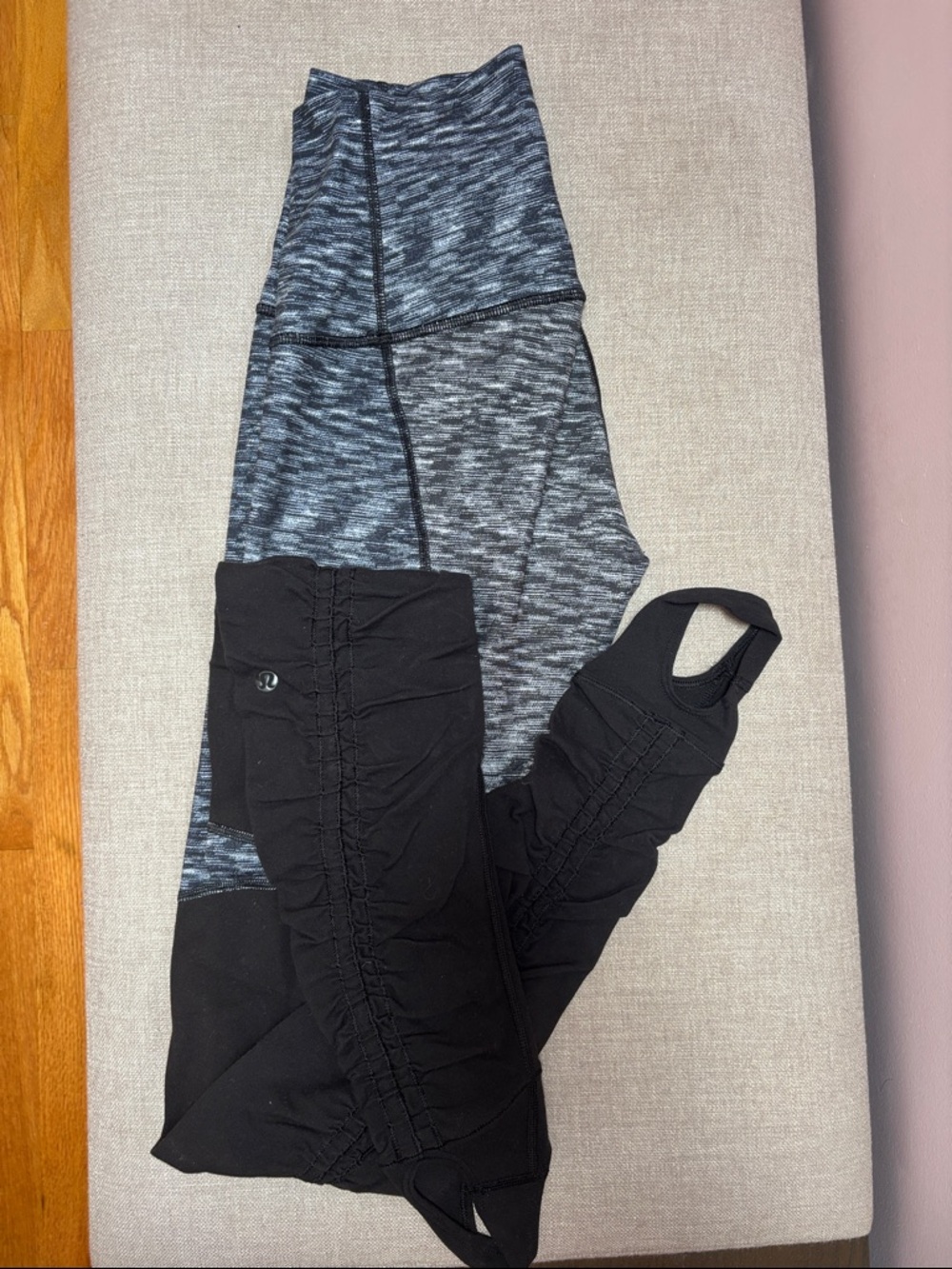 lululemon athletica Black and Heathered Gray Stirrup Leggings
